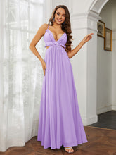 Spaghetti Strap Ruffled Chiffon Cutout Maxi Sexy Dress Lilac
