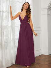 Spaghetti Strap Ruffled Chiffon Cutout Maxi Sexy Dress Mulberry