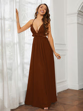 Spaghetti Strap Ruffled Chiffon Cutout Maxi Sexy Dress Terracotta