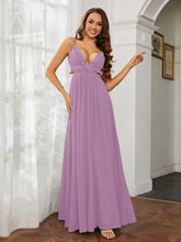 Spaghetti Strap Ruffled Chiffon Cutout Maxi Sexy Dress Wisteria
