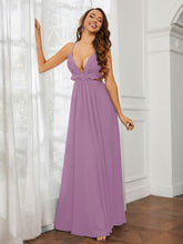 Spaghetti Strap Ruffled Chiffon Cutout Maxi Sexy Dress Wisteria