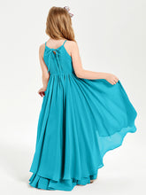 Chiffon Junior Bridesmaid Dresses Asymmetrical Cascading Skirt Jade
