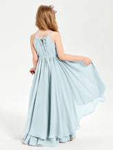 Chiffon Junior Bridesmaid Dresses Asymmetrical Cascading Skirt Mist