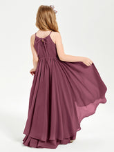 Chiffon Junior Bridesmaid Dresses Asymmetrical Cascading Skirt Mulberry
