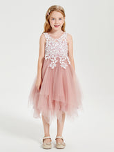 Tulle Tea Length Junior Bridesmaid Dresses Dusty Rose