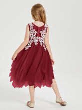 Tulle Tea Length Junior Bridesmaid Dresses Burgundy
