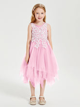 Tulle Tea Length Junior Bridesmaid Dresses Candy Pink