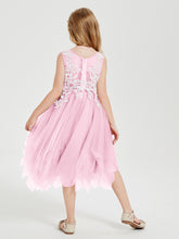 Tulle Tea Length Junior Bridesmaid Dresses Candy Pink