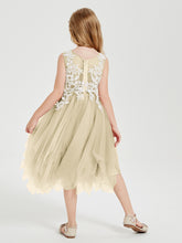 Tulle Tea Length Junior Bridesmaid Dresses Champagne