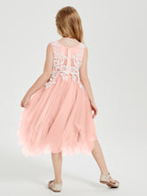 Tulle Tea Length Junior Bridesmaid Dresses Coral