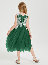 Tulle Tea Length Junior Bridesmaid Dresses Dark Green