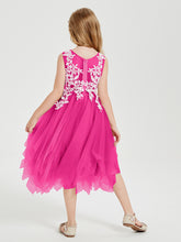 Tulle Tea Length Junior Bridesmaid Dresses Fuchsia