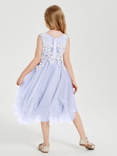 Tulle Tea Length Junior Bridesmaid Dresses Lavender