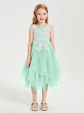 Tulle Tea Length Junior Bridesmaid Dresses Mint Green
