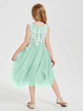 Tulle Tea Length Junior Bridesmaid Dresses Mint Green