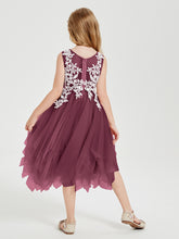 Tulle Tea Length Junior Bridesmaid Dresses Mulberry