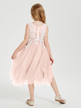 Tulle Tea Length Junior Bridesmaid Dresses Pearl Pink