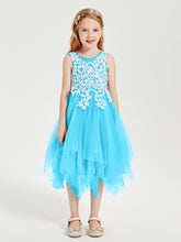 Tulle Tea Length Junior Bridesmaid Dresses Pool
