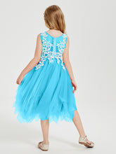 Tulle Tea Length Junior Bridesmaid Dresses Pool