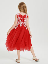 Tulle Tea Length Junior Bridesmaid Dresses Red