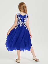 Tulle Tea Length Junior Bridesmaid Dresses Royal Blue