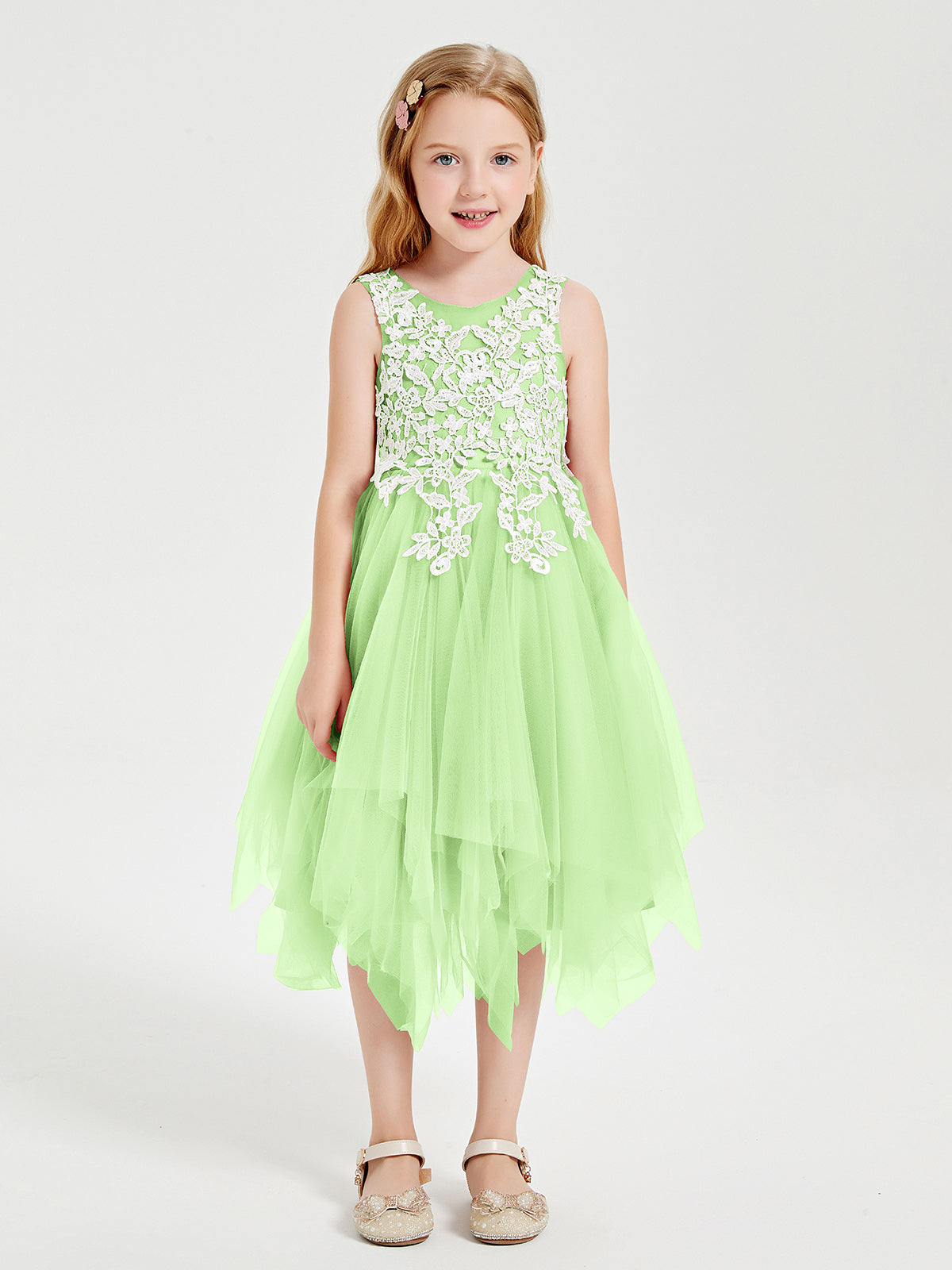 Sleeveless Floor-length Junior Bridesmaid Dresses Tangerine