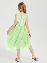 Tulle Tea Length Junior Bridesmaid Dresses Sage