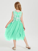 Tulle Tea Length Junior Bridesmaid Dresses Turquoise