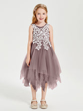 Tulle Tea Length Junior Bridesmaid Dresses Vintage Mauve