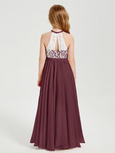 Long Chiffon Bridesmaid Dresses Lace Top Cabernet