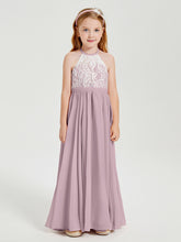 Long Chiffon Bridesmaid Dresses Lace Top Dusk
