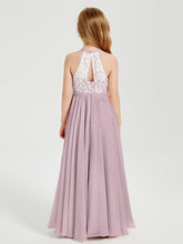 Long Chiffon Bridesmaid Dresses Lace Top Dusk