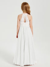 Long Chiffon Bridesmaid Dresses Lace Top Ivory