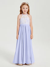 Long Chiffon Bridesmaid Dresses Lace Top Lavender
