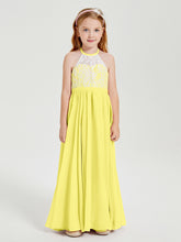 Long Chiffon Bridesmaid Dresses Lace Top Lemon