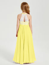 Long Chiffon Bridesmaid Dresses Lace Top Lemon