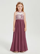 Long Chiffon Bridesmaid Dresses Lace Top Mulberry