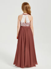 Long Chiffon Bridesmaid Dresses Lace Top Terracotta