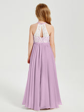 Long Chiffon Bridesmaid Dresses Lace Top Wisteria