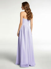 Strapless Sweetheart Neck Long Chiffon Bridesmaid Dresses Lilac