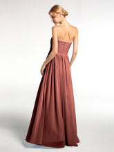 Strapless Sweetheart Neck Long Chiffon Bridesmaid Dresses Terracotta