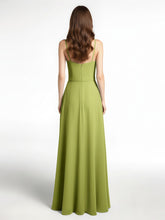 Spaghetti Strap Simple Chiffon Dress with Notch Neck Clover