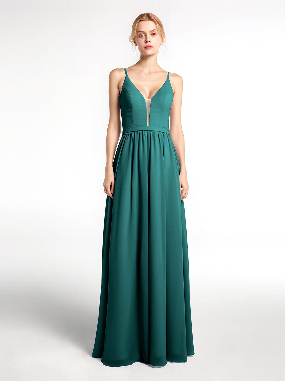 Strapless Chiffon Full Length Dresses Peacock main image 0