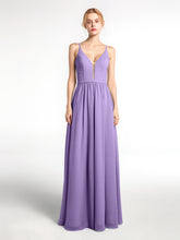 Spaghetti Strap Simple Chiffon Dress with Notch Neck Tahiti