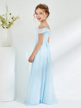 Off-the-shoulder Chiffon A-line Junior Bridesmaid Dresses Sky Blue