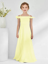Off-the-shoulder Chiffon A-line Junior Bridesmaid Dresses Daffodil