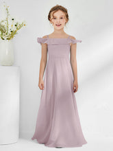 Off-the-shoulder Chiffon A-line Junior Bridesmaid Dresses Dusk