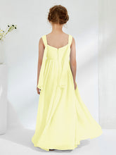 V-neck Pleated A-line Junior Bridesmaid Gowns Daffodil