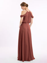 Halter Off the Shoulder Dress with blouson bodice Terracotta