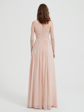One Shoulder Dresses with Pleated Bodice Pearl Pink